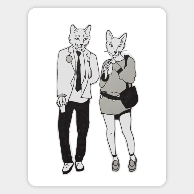 Urban Cat Couple Sticker by theprometeus